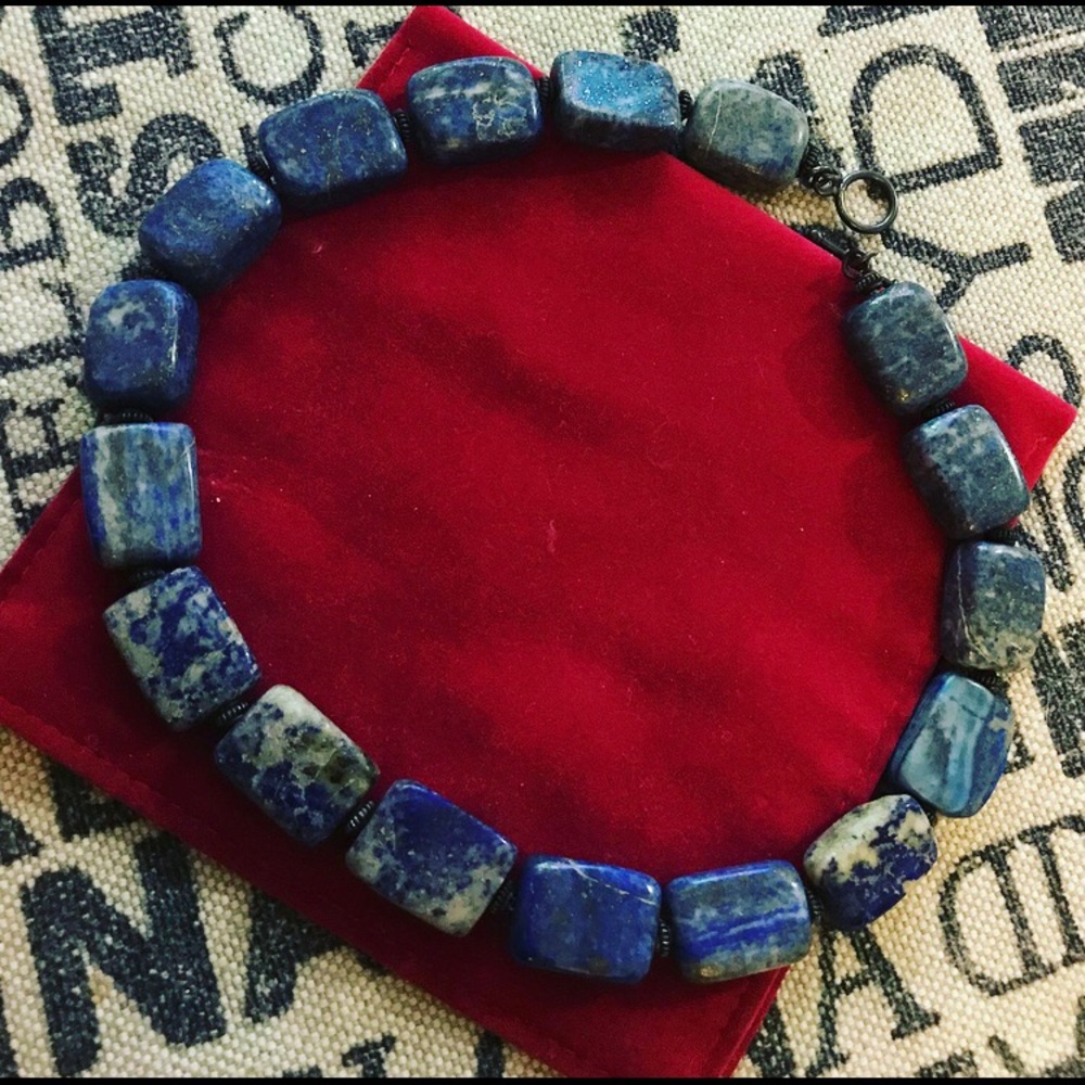 Genuine Lapis Stone necklace approx 16”